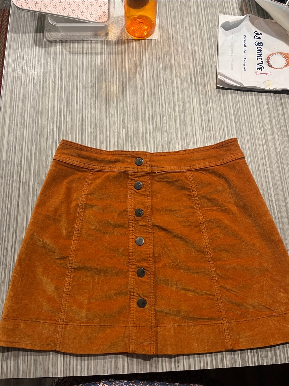 Madewell A-Line Corduroy Mini Skirt in Rust Orange